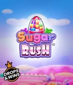 Enjoy the colorful world of the Sugar Rush slot game by Pragmatic Play, featuring a bright candy dispenser against a whimsical candyland background. This image captures the fun and excitement of the slot, highlighted with bright candies and engaging typography. Ideal for players seeking a sweet adventure, promising a delightful gaming experience. 